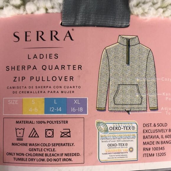 Serra Ladies Women’s Sherpa Quarter Zip Pullover Size Large Green Soft Top - Picture 4 of 6